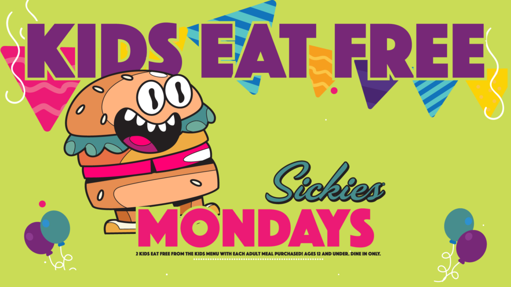 Illustration of a burger with cartoon-like features.